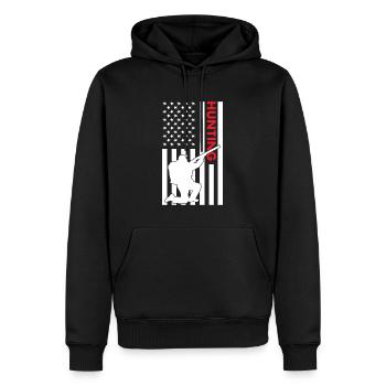 Hunter Us Flag Hunting - Men’s Premium Organic Hoodie - black - Front - Nico (187cm)