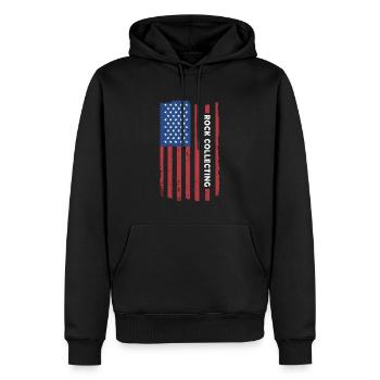 Rock Collector Us Flag Rock Collecting - Men’s Premium Organic Hoodie - black - Front - Nico (187cm)