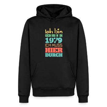 Bin geboren in 1979 - Männer Premium Bio Hoodie - Schwarz - Vorne - Nico (187cm)
