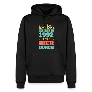 Bin geboren in 1992 - Männer Premium Bio Hoodie - Schwarz - Vorne - Nico (187cm)