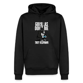Gorillas don't die, they respawn - Männer Premium Bio Hoodie - Schwarz - Vorne - Nico (187cm)