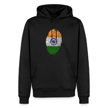 Empreintes digitales - Inde - Sweat à capuche Premium bio Homme - noir - Devant - Nico (187cm)