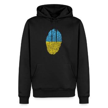 Empreintes digitales - Ukraine - Sweat à capuche Premium bio Homme - noir - Devant - Nico (187cm)