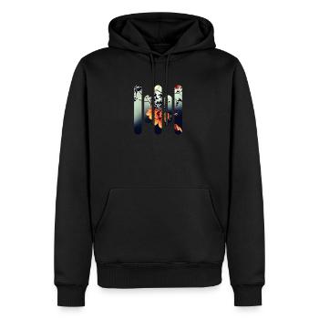 Blume - Männer Premium Bio Hoodie - Schwarz - Vorne - Nico (187cm)