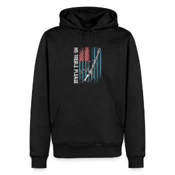 Plus de basses - pas d’aigus - contrebasse avec drapeau - Sweat à capuche Premium bio Homme - noir - Devant - Nico (187cm)