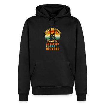An old man with bicycle gift funny cyclist - Men’s Premium Organic Hoodie - black - Front - Nico (187cm)