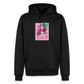 Erbeeren Getränk Japanisch Kawaii Milkshake - Männer Premium Bio Hoodie - Schwarz - Vorne - Nico (187cm)