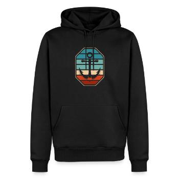 Ahoy ancre maritime mer mer lac marin disant - Sweat à capuche Premium bio Homme - noir - Devant - Nico (187cm)