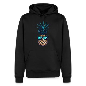 Ananas frais avec des lunettes de soleil - Sweat à capuche Premium bio Homme - noir - Devant - Nico (187cm)