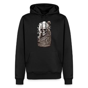 Okkult & Steampunk Riesen Skelett Aesthetic Design - Männer Premium Bio Hoodie - Schwarz - Vorne - Nico (187cm)