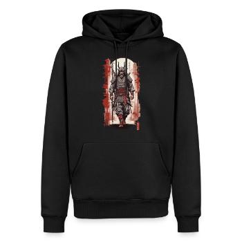 Samurai Warrior Vintage Japon Couleur Woodblock Style - Sweat à capuche Premium bio Homme - noir - Devant - Nico (187cm)