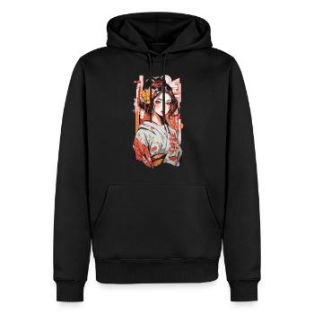 Geisha Beauty Manga Popart Retro Japan Design - Sweat à capuche Premium bio Homme - noir - Devant - Nico (187cm)