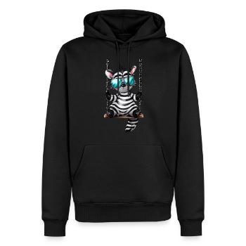 Süßes Zebra auf der Schaukel Coole Sonnenbrille - Männer Premium Bio Hoodie - Schwarz - Vorne - Nico (187cm)