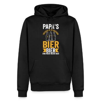 Papa Bière Père Fête des Pères - Sweat à capuche Premium bio Homme - noir - Devant - Nico (187cm)