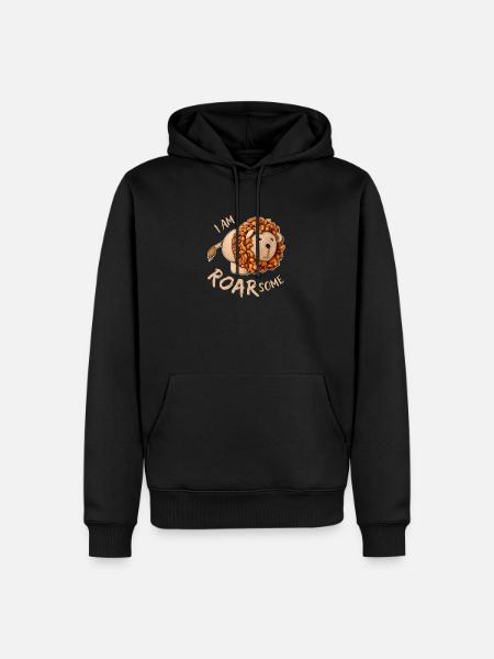 Leo - I am roarsome / awesome - Men’s Premium Organic Hoodie - black