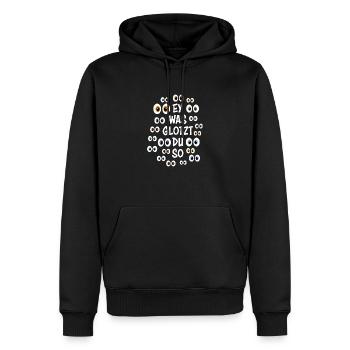 Lustiger Party-Spruch „Was glotzt Du so“ - Männer Premium Bio Hoodie - Schwarz - Vorne - Nico (187cm)