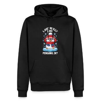 J’aime vraiment les pingouins Mignon pingouin d’hiver - Sweat à capuche Premium bio Homme - noir - Devant - Nico (187cm)