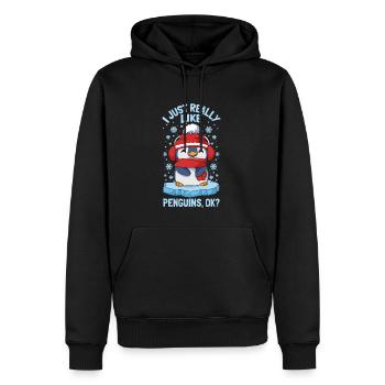 J’aime vraiment les pingouins Mignon pingouin d’hiver - Sweat à capuche Premium bio Homme - noir - Devant - Nico (187cm)
