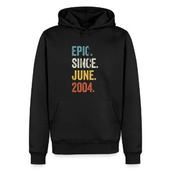 19e anniversaire 19 ans Epic depuis juin 2004 - Sweat à capuche Premium bio Homme - noir - Devant - Nico (187cm)