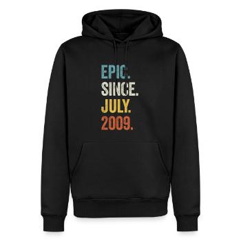14e anniversaire 14 ans épiques depuis juillet 2009 - Sweat à capuche Premium bio Homme - noir - Devant - Nico (187cm)