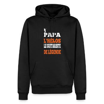 Papa le héros le guitariste de légende t-shirt - Sweat à capuche Premium bio Homme - noir - Devant - Nico (187cm)