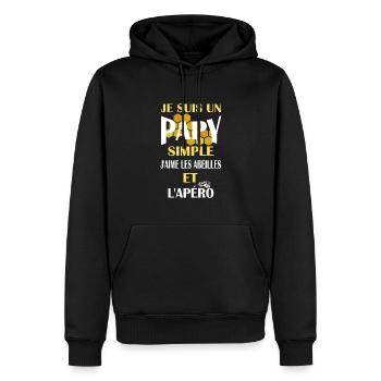 Je suis un papy simple j'aime les abeilles t-shirt - Sweat à capuche Premium bio Homme - noir - Devant - Nico (187cm)