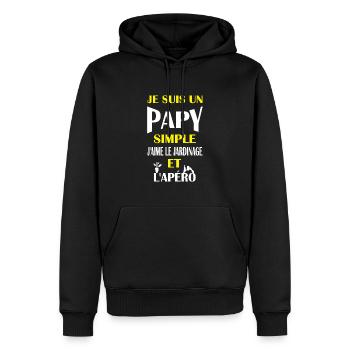 Je suis un papy simple j'aime le jardinage - Sweat à capuche Premium bio Homme - noir - Devant - Nico (187cm)