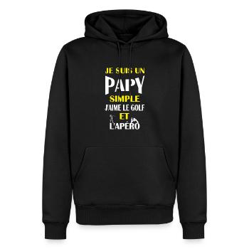 Je suis un papy simple j'aime le golf et l'apéro - Sweat à capuche Premium bio Homme - noir - Devant - Nico (187cm)