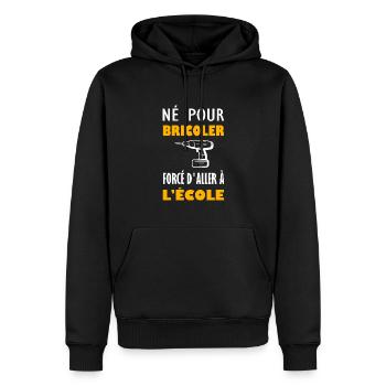 Humour bricoleur idée cadeau homme bricolage - Sweat à capuche Premium bio Homme - noir - Devant - Nico (187cm)