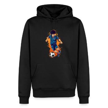 Joueur de football - Chemise d’anime - Sweat à capuche Premium bio Homme - noir - Devant - Nico (187cm)