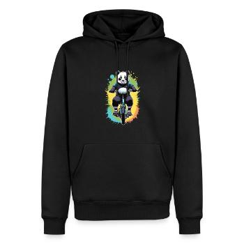 Cycliste Panda - Sweat à capuche Premium bio Homme - noir - Devant - Nico (187cm)