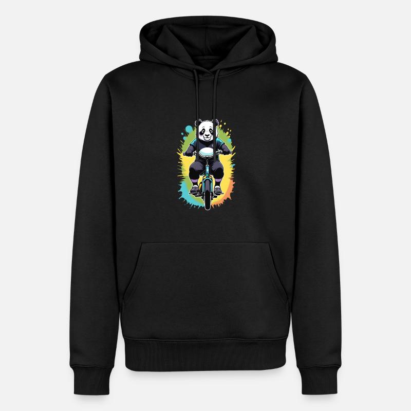 Panda Radfahrer - Männer Premium Bio Hoodie - Schwarz