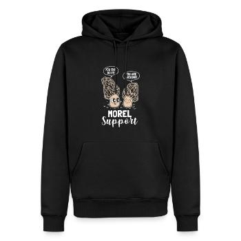 Morel Support – Humor Für Pilzsammler - Männer Premium Bio Hoodie - Schwarz - Vorne - Nico (187cm)