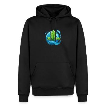 Eco: Eau & Feuille - Sweat à capuche Premium bio Homme - noir - Devant - Nico (187cm)
