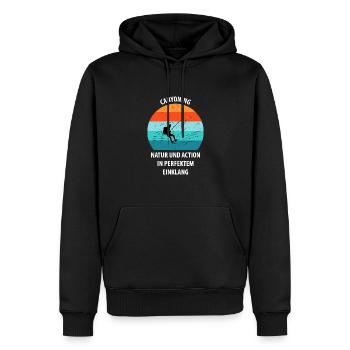 Canyoning Bergsteigen Klettern Wandern Berge - Männer Premium Bio Hoodie - Schwarz - Vorne - Nico (187cm)