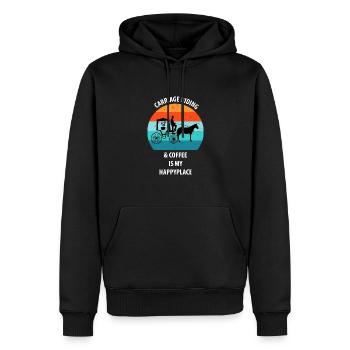 Cocher Calèche Calèche Café - Sweat à capuche Premium bio Homme - noir - Devant - Nico (187cm)