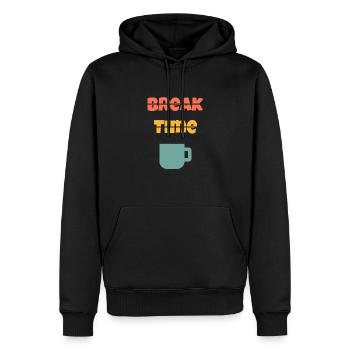 Break time / Pause - Sweat à capuche Premium bio Homme - noir - Devant - Nico (187cm)