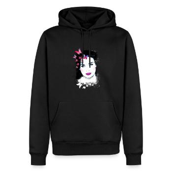 Femme, Yeux Verts,Papillons, Visage,Peinture - Sweat à capuche Premium bio Homme - noir - Devant - Nico (187cm)