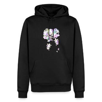 Flower, floral, flowers, blossom, white - Men’s Premium Organic Hoodie - black - Front - Nico (187cm)