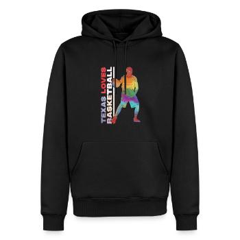 Texas Basketball Design für stolze texanische Fans - Männer Premium Bio Hoodie - Schwarz - Vorne - Nico (187cm)