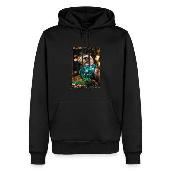 adler,bunt,pailetten,fisch,metallisch,adlerkopf - Männer Premium Bio Hoodie - Schwarz - Vorne - Nico (187cm)