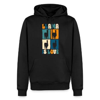 Llama Nutztier Südamerika Sanft - Männer Premium Bio Hoodie - Schwarz - Vorne - Nico (187cm)