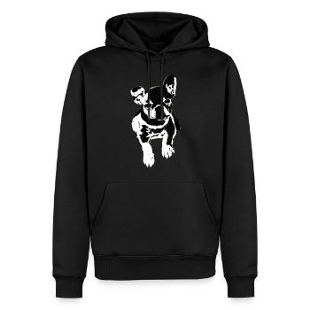French Bulldog Portrait Black White - Men’s Premium Organic Hoodie - black - Front - Nico (187cm)
