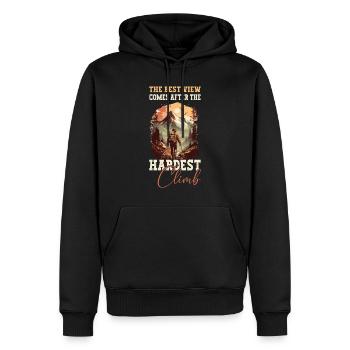 Montagne, alpinisme, randonnée, randonnée, escalade, nature - Sweat à capuche Premium bio Homme - noir - Devant - Nico (187cm)