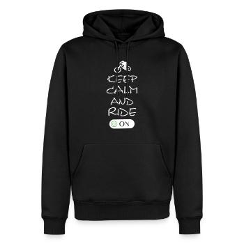 Keep Calm and Ride On - Männer Premium Bio Hoodie - Schwarz - Vorne - Nico (187cm)