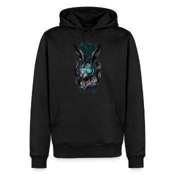 Leuchtender Lapin: Leuchtender Hase Strahlkraft - Männer Premium Bio Hoodie - Schwarz - Vorne - Nico (187cm)