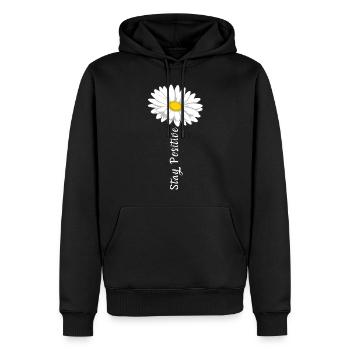 Rester positif Courage Confiance en soi Marguerite Vie - Sweat à capuche Premium bio Homme - noir - Devant - Nico (187cm)