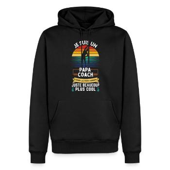 T-shirt de la fête des pères - Papa Coach Cool - Sweat à capuche Premium bio Homme - noir - Devant - Nico (187cm)