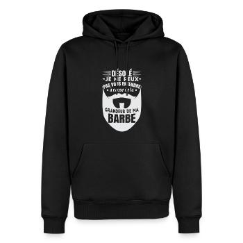 Barbu Au Grand Coeur | Père | Papa Barbu - Sweat à capuche Premium bio Homme - noir - Devant - Nico (187cm)