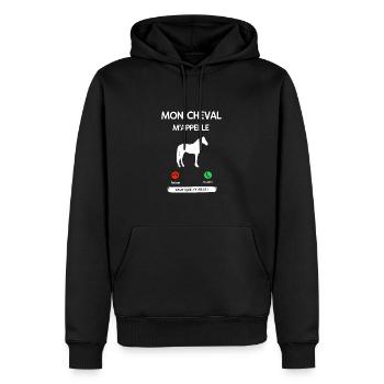 MON CHEVAL M'APPLLE FAUT QUE J'Y AILLE ! - Sweat à capuche Premium bio Homme - noir - Devant - Nico (187cm)